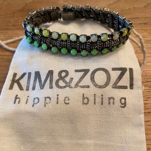 KIM & ZOZI HIPPIE BLING SML COLORED STONE CHAIN LINK BRACELET